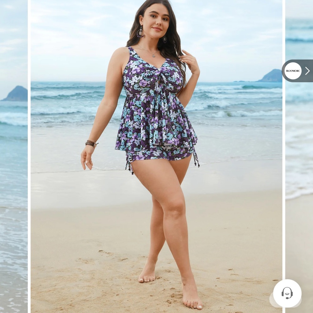 BloomChic Floral Purple Swim Top